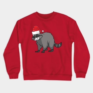 Santa Hat-Wearing Raccoon Funny Christmas Holiday Crewneck Sweatshirt